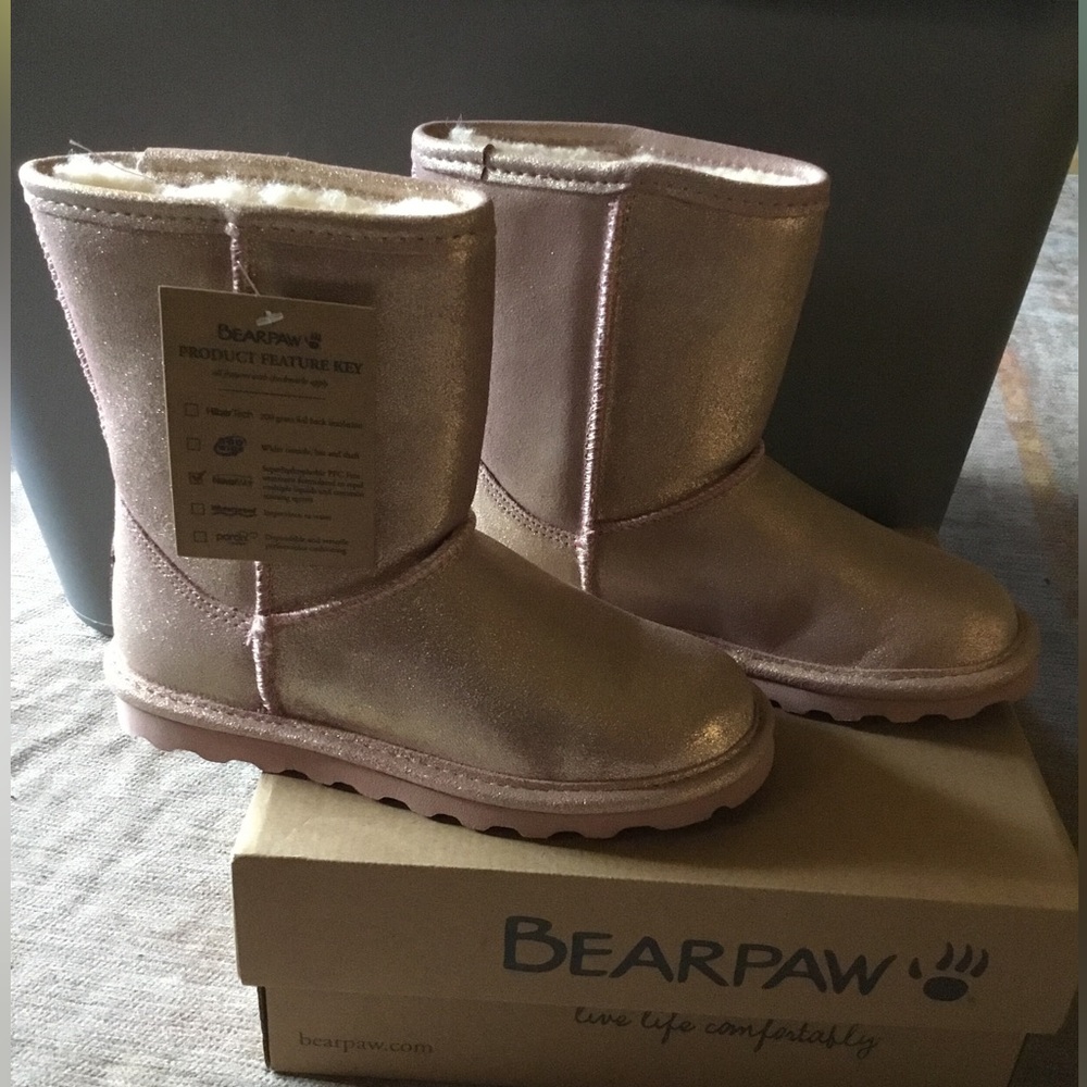 Bearpaw Pink Glitter Elle Exotic Youth Boots NWT
